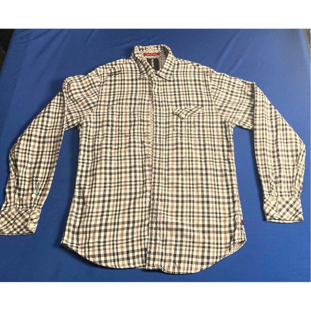 Billabong Men's Cotton Button Up Logo Stripped Long Sleeve Pocket Shirt XL